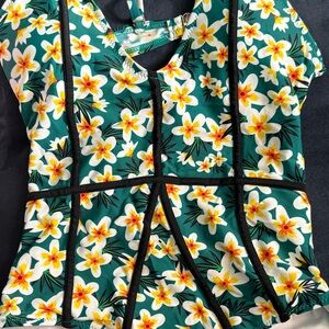 Cupshe Floral One Piece Swimsuit - Green and Yellow